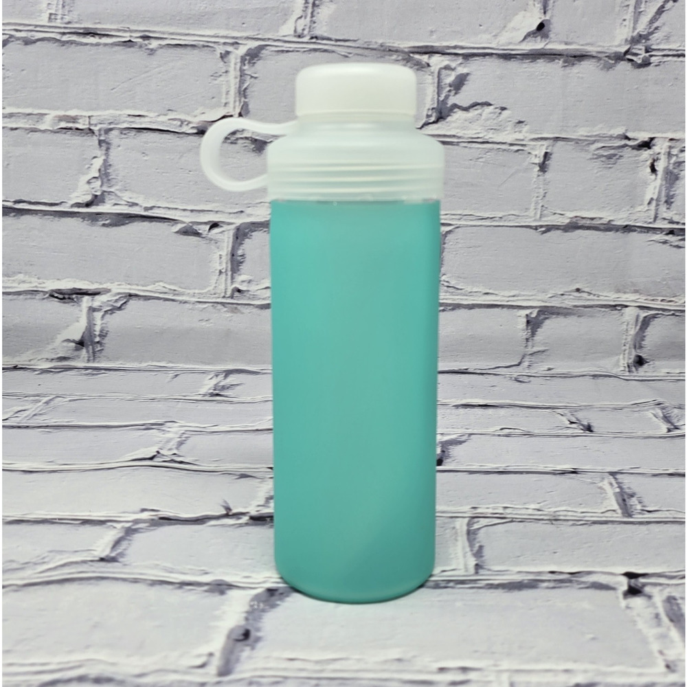 H2Go Zen 20oz. Glass Water Bottle with Teal Silicone Sleeve NEW in Box
